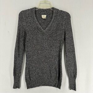 Andrea Jovine Long Sleeve V Neck Pullover Sweater Small Gray